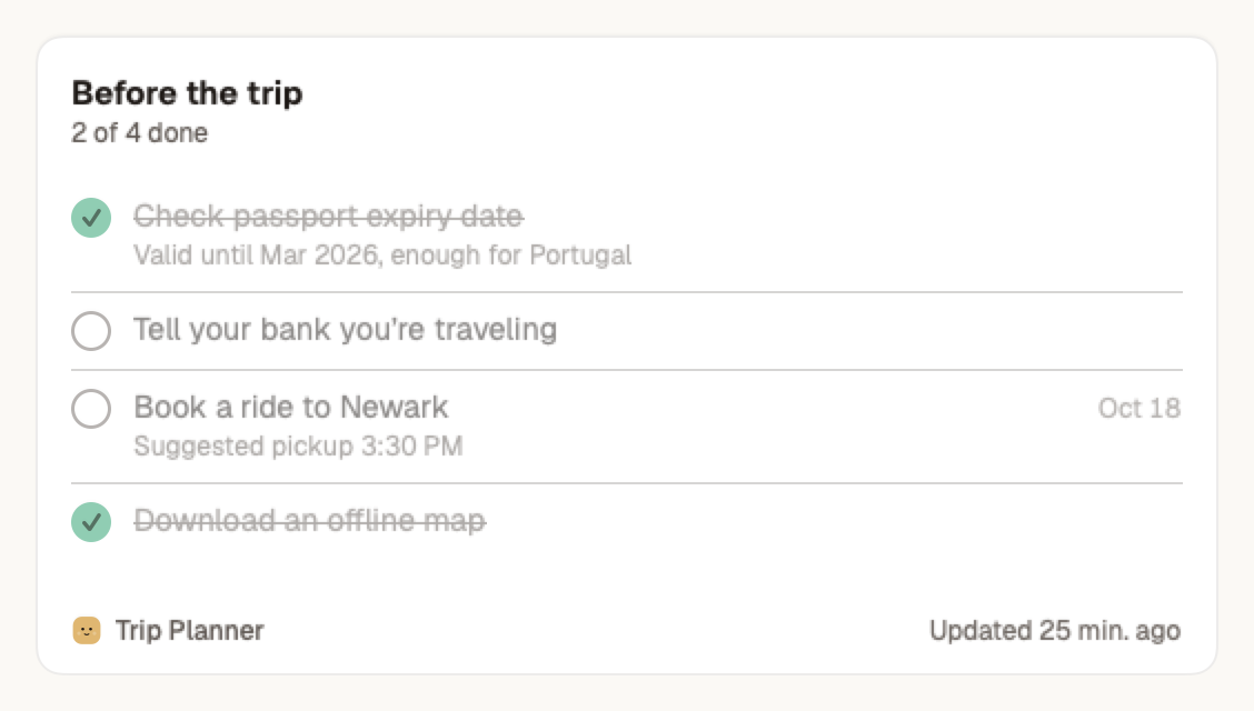 The Tasks widget